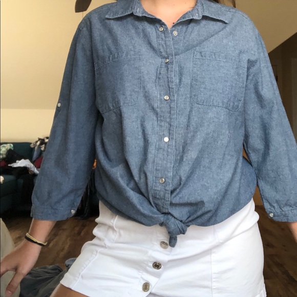 blue jean button up shirt